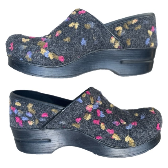 Dansko Wool Pro Grey n Multi Color Accents Nursing Clogs Shoes EUR 38 US 7.5-8 - Picture 2 of 9
